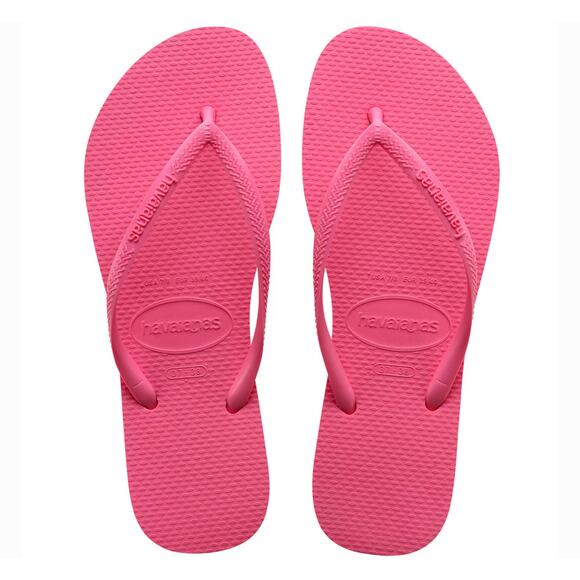 NEW Havaianas 11 12 41 42 Slim Flip Flop Sandal Hot Cyber Pink Rubber Thong Pool - Picture 1 of 7
